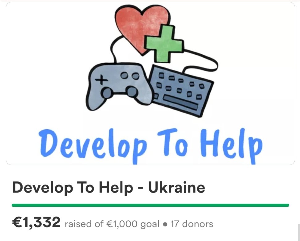 We did it! We just received the donation of our second sponsor, what means we reached our goal of 1.000€ 🥳 even better: we raised additional 332€!

A big THANK YOU to everybody who made this possible!
#dev2help #dev2helpUkraine #gamedevelopment #gamejam #charity