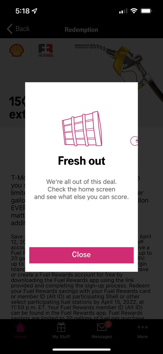 jgeiger312's tweet photo. Come on @TMobile @MikeSievert  what is up with this. A few hours into T-Mobile Tuesday and it’s out? This company is going down hill. I wouldn’t recommend you guys to anyone. https://t.co/IYAQOnsxCZ