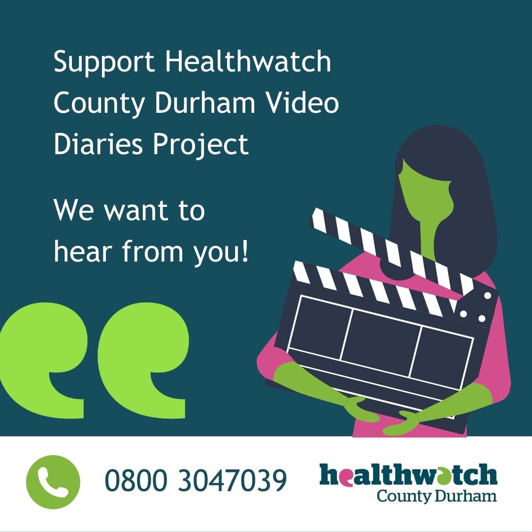 HWCountyDurham's tweet photo. 🎥 Healthwatch #CountyDurham Video Diaries Project 🎥

As a young person who uses or has used mental health services, we would be interested in hearing your story to improve local service's current offer.

Get in touch with Claire Sisterson on claire.sisterson@pcp.uk.net https://t.co/3yrwKKJOWH