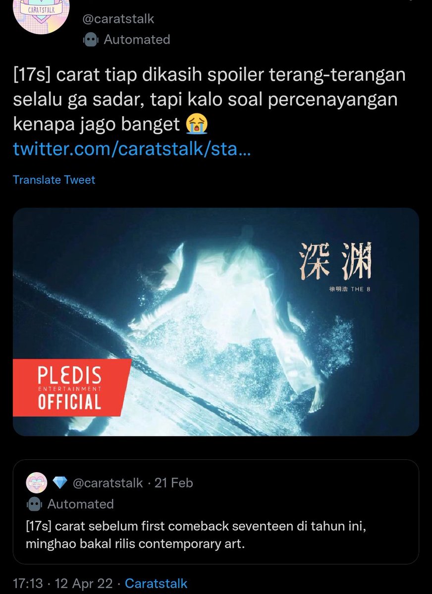 starfess's tweet photo. Percenayangan sénder caratstalk kembali 😭
Sénder nya kirim febuari, seventeen kambék tgl 15 April, eh hari ini 12 April beneran Minhhao rilis dance contemporary art (check yutúb seventeen) 😭😭😭😭
-idol https://t.co/2izF8hbViu