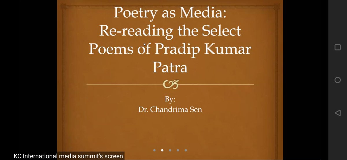kccmediasummit's tweet photo. Parallel Session 2
Paper: 1
Presenter: Dr. Chandrima Sen
Title: Poetry as Media: Re-reading the Select Poems of Pradip Kumar Patra
#TrinityOfTomorrow
#KCCMediaSummit2022
#research
#poetry https://t.co/tFIUXoRDjw