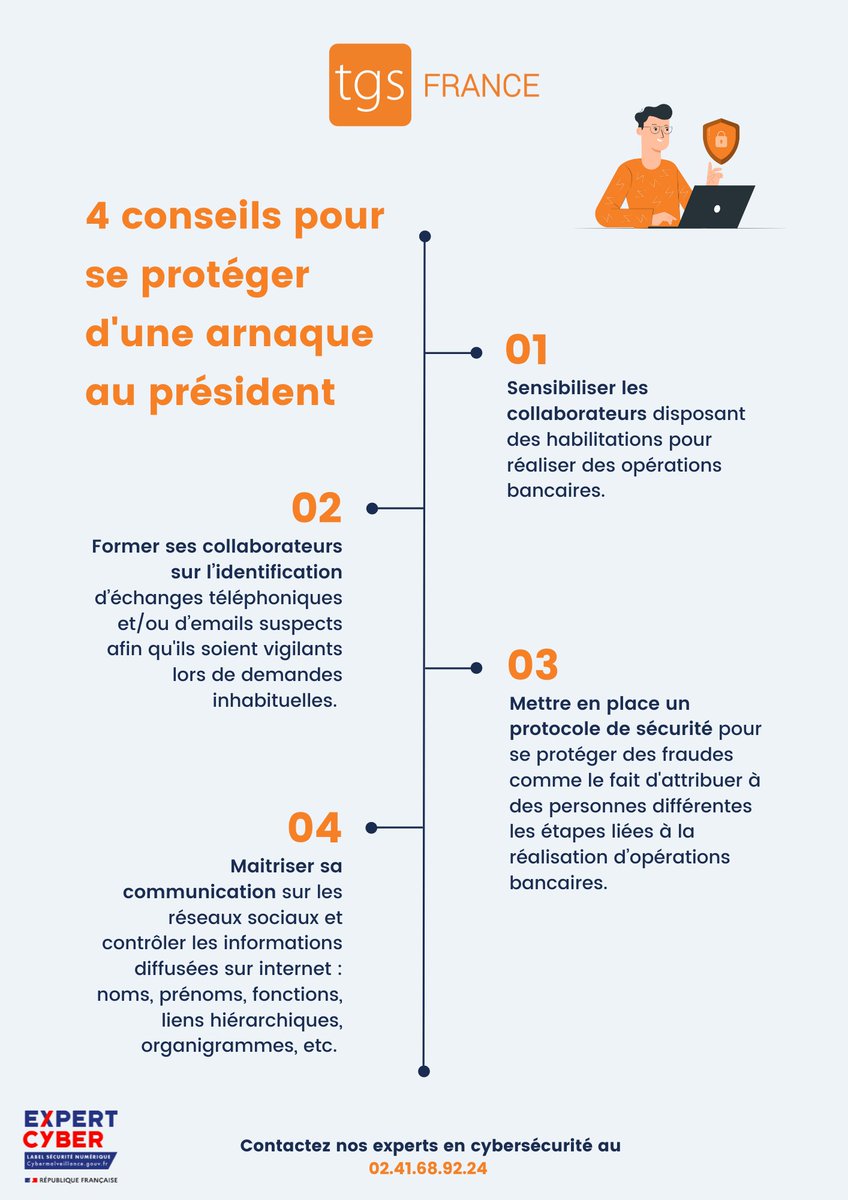 [#CyberSécurité 🔓] Depuis la crise sanitaire et la mise en place du #télétravail forcé, les arnaques aux présidents connaissent une forte augmentation. Notre expert en #cybersécurité, fait le point sur les bons gestes à adopter pour se protéger les malfaiteurs. #SI #ExpertCyber