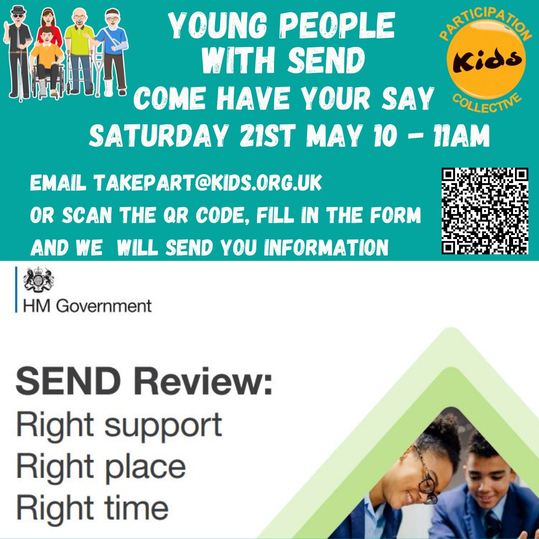 We want young people aged 14-25 to come and have a say on the SEND review. It's important that young people are listened to on things that affect you. 
#getinvolved #SEND #disability #youthvoice #takepart #SENDreview #participation #makingparticipationwork #mpw #letsparticipate