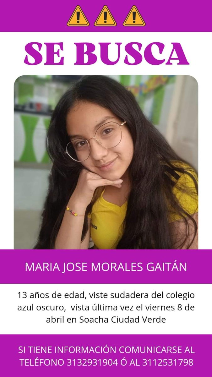marcelaboyaca's tweet image. Buenos días ayuda por favor con RT, una mamá desesperada busca a su hija. @colectivaBHE @PoliciaColombia @Alcaldia_Soacha