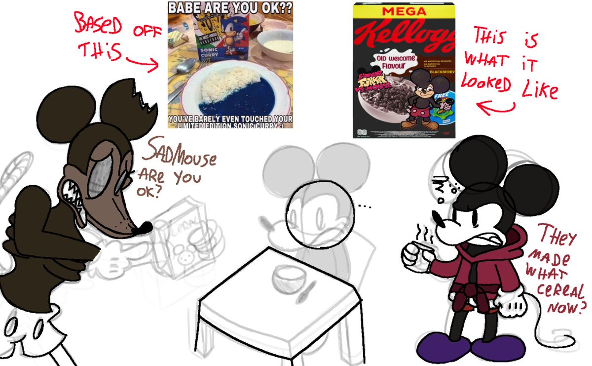 R3d_Velvet4's tweet photo. @trogrexx I recently had a dream where I found Old Welcome cereal in a store and made some meme art out of it (+ a recreation because I just had to lol) It's a sketch because I don't really have a lot of motivation to finish it rn) I wish Mouse cereal were real 😔 https://t.co/DTvuCCDqfj