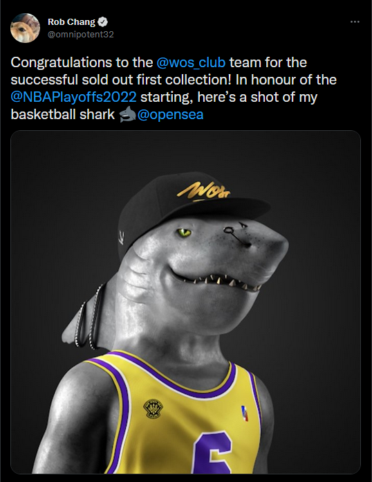 wos_club's tweet photo. Thank to @omnipotent32 for the support since the beginning !
We are now ready to go on for the holders, first steps of the great adventure βοΈ
Join us : https://t.co/nBUbkxCF79
#WOSClub #WOSSharks #EthereumSharks #Bitcoin @NBAPlayoffs2022 @opensea #opensea #openseanfts https://t.co/vwRabEuX7y