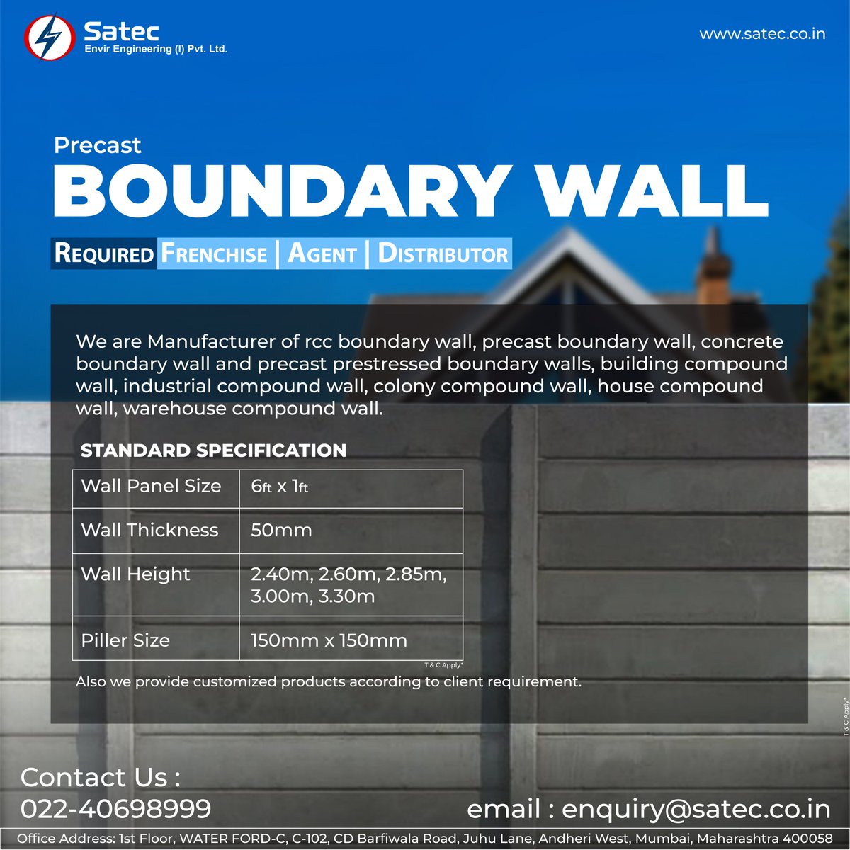 SatecEnvirEngg's tweet image. We are Manufacturer of Boundary Wall in India!!

#Satec #SatecEnvirEngineeringPvtLtd #PrecastConcretePanelWall, #PrecastCompoundWall, #PrecastConcretePanelWall, #PrefabricatedBoundaryWall #PrefabBoundaryWall #PrecastBoundaryWall #SimpleInterlockTechnology #Budgetfriendly
