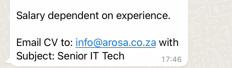 WE ARE HIRING. 

IT Technician wanted. 

#JobSeekerSA
#ITJobs 
#ITTechnician. 

Please RT for awareness.