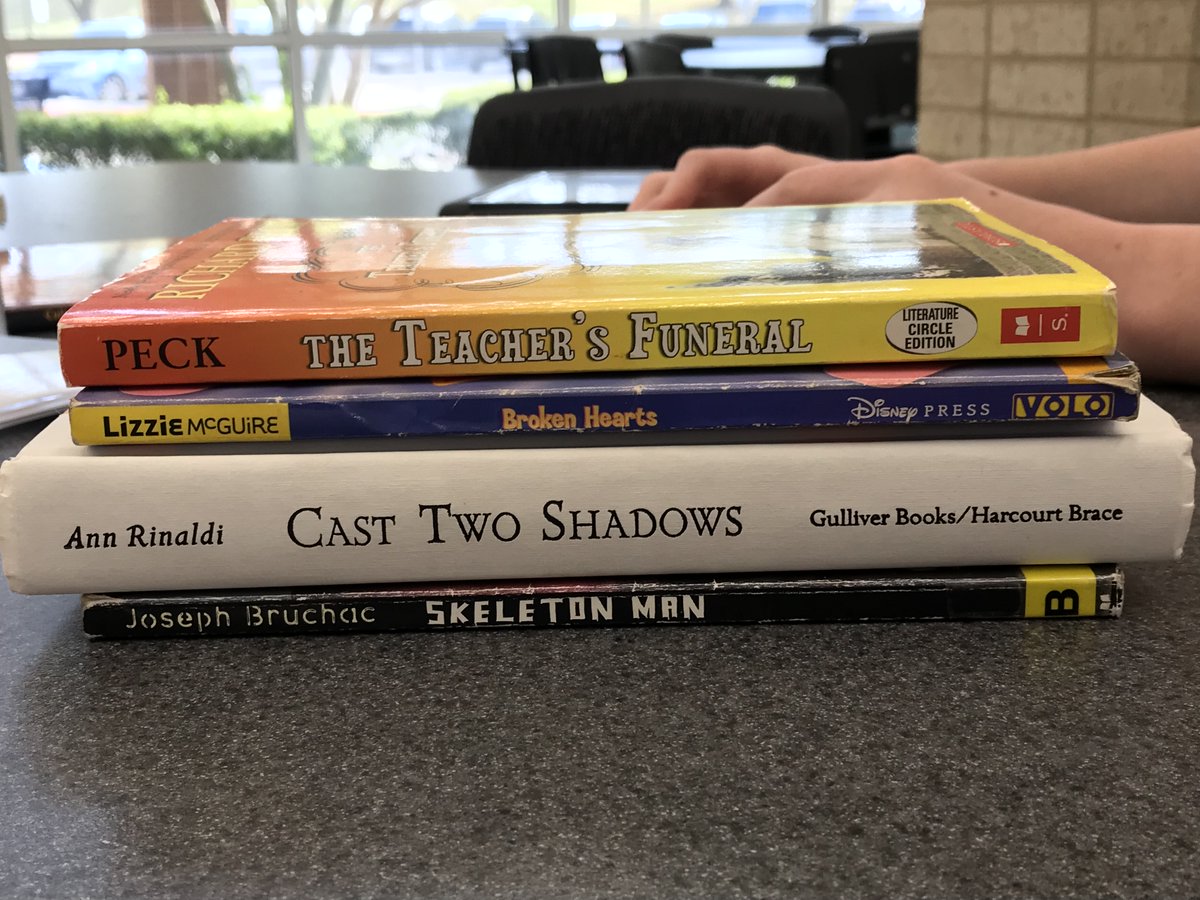 LibraryMckamy's tweet photo. To celebrate National Poetry Month, our 7th graders created "spine poems" using a variety of books. https://t.co/ztsyWLZwQn