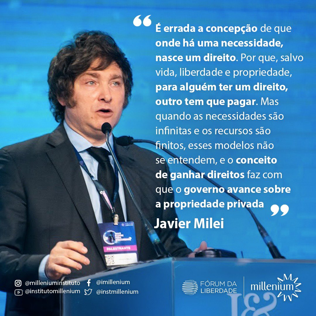 💡 IMIL NO FÓRUM DA LIBERDADE

O deputado argentino Javier Milei (@Milei_Diputado) foi uma das atrações internacionais do Fórum da Liberdade, na tarde de ontem (11).