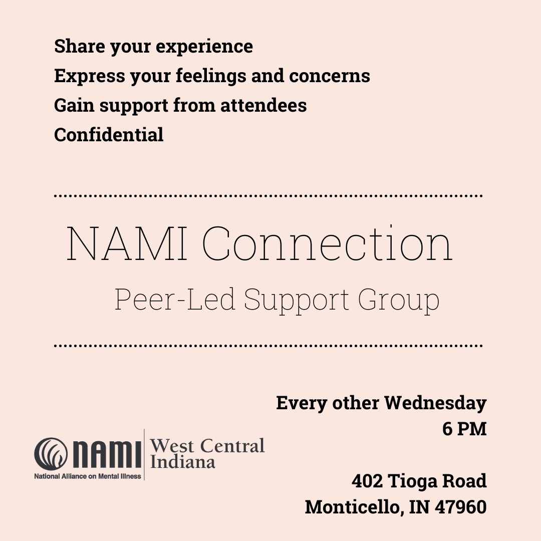 namiwci's tweet photo. NAMI Connection Support Group in White County

The next group meets this Wednesday, April 13th at 6:00pm.

For more information, please visit: 
https://t.co/UXSRylKL40 https://t.co/tauPO4oDSK