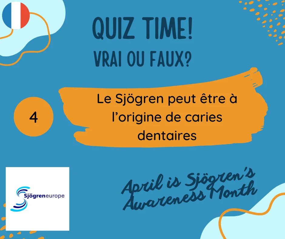 sjogrenCH's tweet photo. C'est l'heure du quiz! Juste ou faux?

4. Le #Sjögren peut être à l'origine de caries dentaires

Testez vos connaissances durant le #SjögrenAwarenessMonth 2022 !

P🇳🇱🇬🇧🇫🇮🇫🇷🇩🇪🇬🇷🇮🇹🇵🇹🇵🇱🇷🇴🇪🇸 👉https://t.co/2tCNYbnqsk

#SjögrenEurope #sjogrens #ThisIsSjögrens #SjögrenAwarenessMonth https://t.co/Sy8Pxc0Tiz