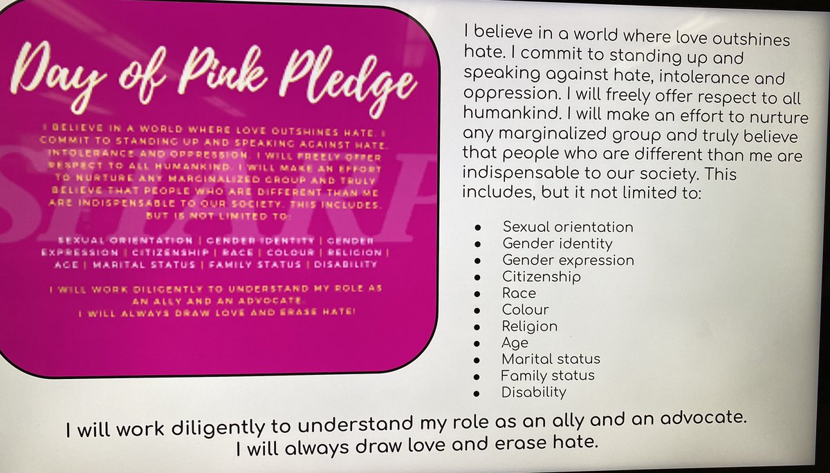 LarkspurLibLC's tweet image. Today’s #LiveFromTheLibrary is all about #DayOfPink! We are discussing allyship, celebrating all types of families, and taking a pledge to end homophobic and transphobic bullying. @PDSB_Libraries #ONSchoolLibraries #LiteracyInLLCs