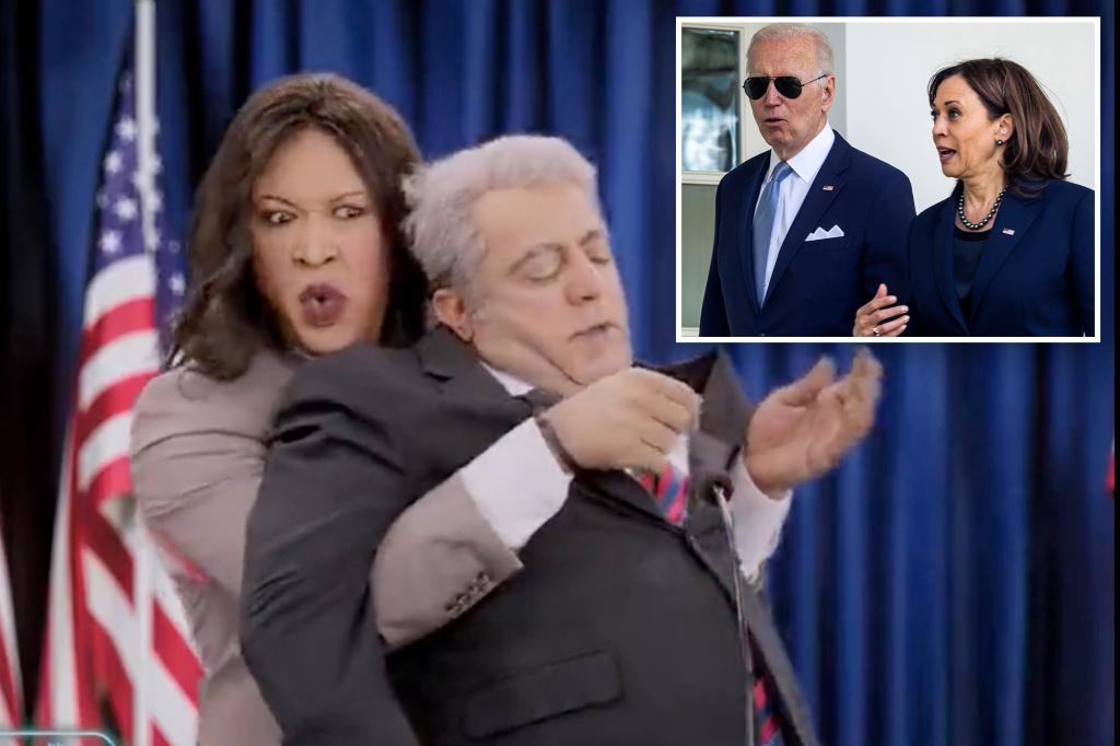 nypost's tweet photo. Saudi TV mocks Biden and Kamala Harris with SNL-style viral skit https://t.co/U0TlgDvRhf https://t.co/zvh1gXUiBa