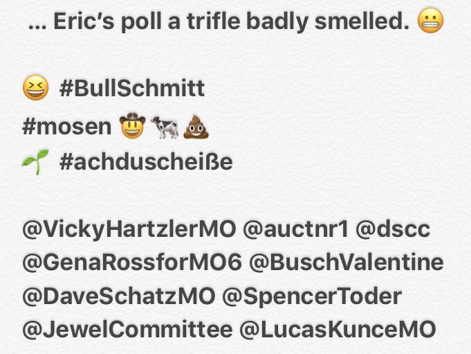 jchrthomas's tweet image. 😆 #BullSchmitt
#mosen 🤠🐄💩
🌱 #achduscheiße

@VickyHartzlerMO @auctnr1 @dscc
@GenaRossforMO6 @BuschValentine
@DaveSchatzMO @SpencerToder
@JewelCommittee @LucasKunceMO