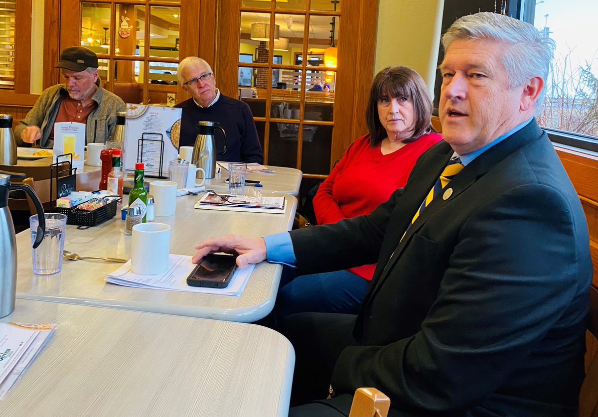 BrownCSIMT's tweet photo. Started the day with a cup of coffee, an omelet, and good friends.
Thank you to my predecessor Monica Lindeen and the Rotary Club of Helena Sunrise for the invitation and thoughtful discussion about our agency.
#MTAuditor #CSI #MTPOL https://t.co/5NBL29gw4C