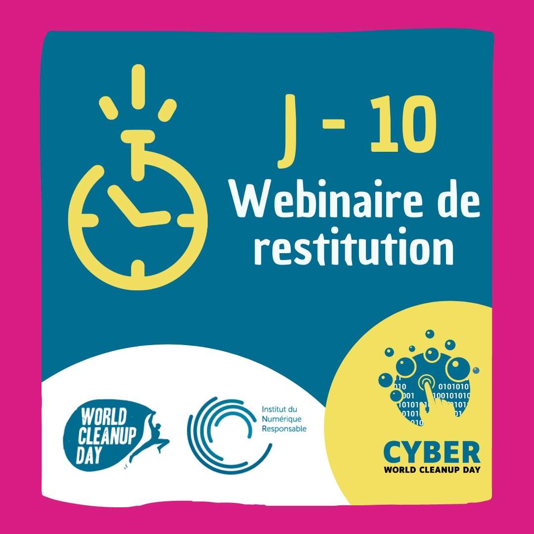 WCDFrance's tweet photo. J-10 avant le Webinaire de restitution du #CyberWorldCleanupDay2022 ! N’oubliez pas de vous inscrire ici : https://t.co/h8kFgecgok
#ecole #collectivité #entreprise #association #clubsport #citoyen #NumeriqueResponsable #CyberCleanUp #Nettoyonsnosdonnées #TechForGood #CleanUp https://t.co/D9vY5D09Ts
