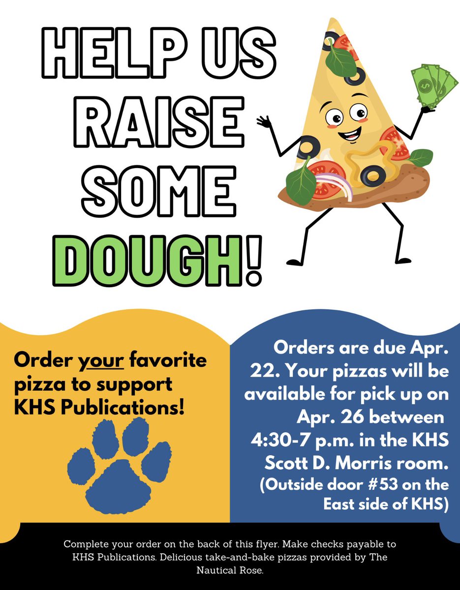 BearcatECHO's tweet photo. If you are interested in buying a Nautical Rose pizza, just let me know! These pizzas are amazing! You may check with me or any ECHO or LOG staff member! Cash or check only and pay when you order! Pizzas will be ready April 26! 🍕🍕🍕 https://t.co/PIDXbwDvbI