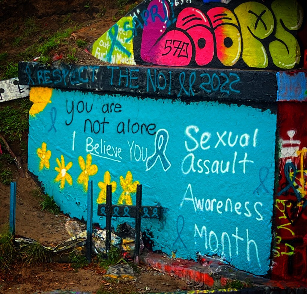 onlyinpensacola's tweet photo. Sexual assault awareness month. You are not alone, I believe you. 🌻🌻🌻 #respecttheno #sexualassaultawareness  #thegraffitibridge https://t.co/sxcwnUcDCn