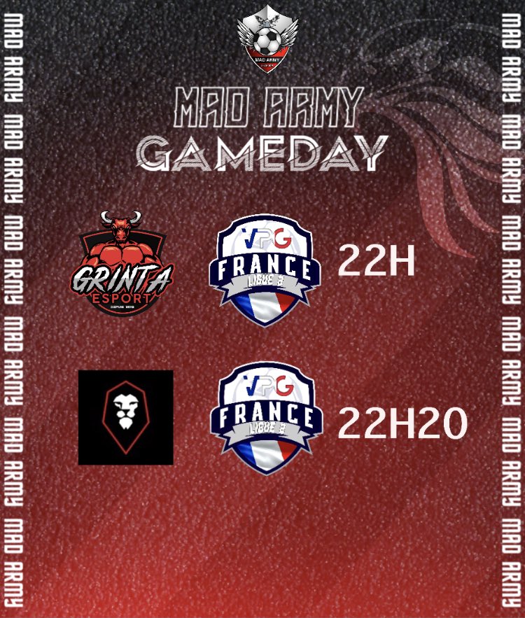 MadArmyFC's tweet photo. Match / Compo du soir:

Après un bon retour hier nos aigles doivent continuer avec 2 matchs importants en @VPGFrance_ ce soir contre 

@GrintaO 
@revolutionefoot 

#ForzaMada ❤️🤍🦅 https://t.co/q3bZNS3uZD
