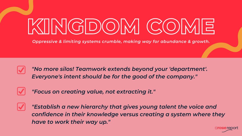 ⚡ KINGDOM COME ⚡ This #NewRule is making way for abundance and growth! The #FutureOfWork has no space for oppressive &amp; limiting system. Time to make those crumble.

Subscribe to the #RosieReport newsletter: bit.ly/2KSRYdk