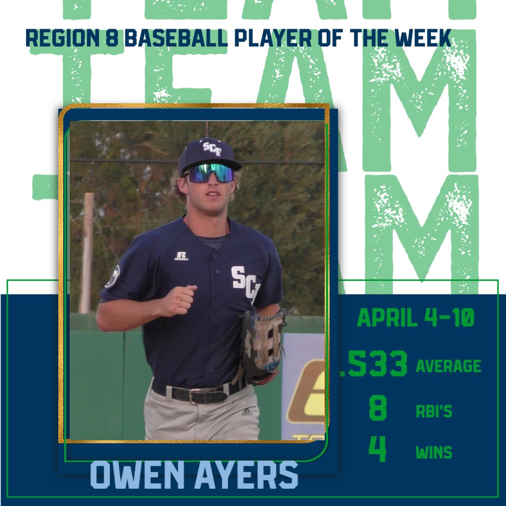 SCFManatees's tweet photo. Owen Ayers - C/OF was named Region 8 Baseball Player of the week!! https://t.co/flvhKIO2Qb