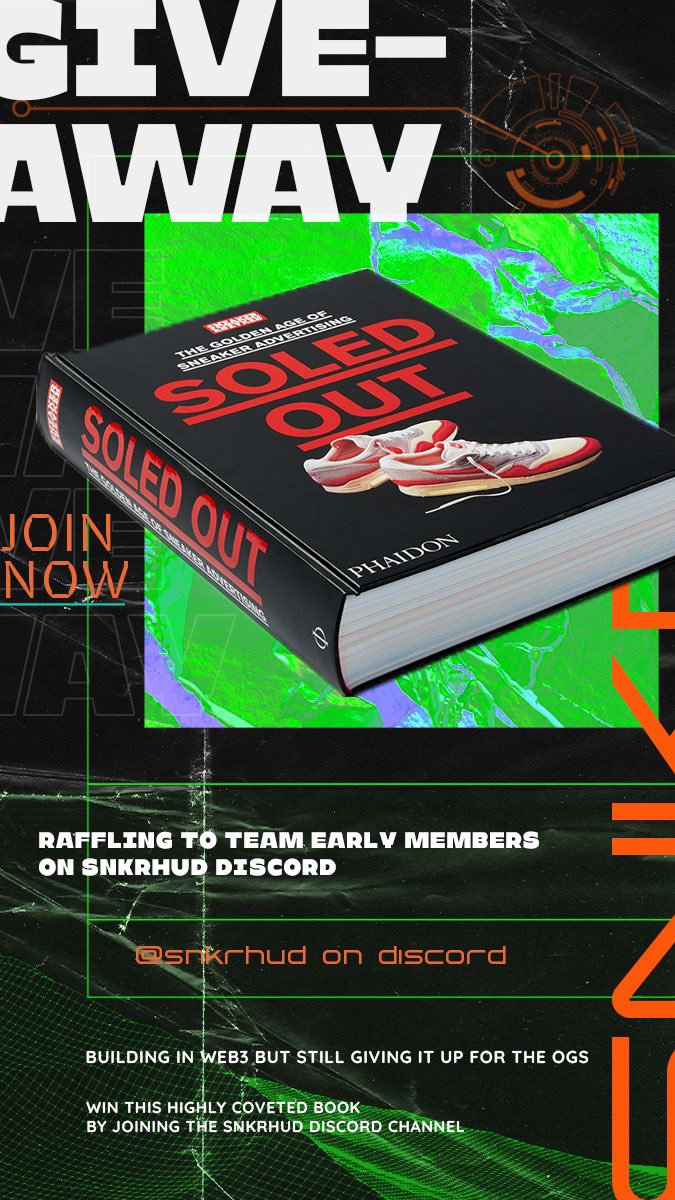 snkrhud's tweet photo. Our first of many giveaways for Team Early is NOW LIVE 🚨 Join us on Discord for your chance to win @snkrfrkrmag’s Soled Out! The first 1k members are eligible for this giveaway. Enter the raffle now, winner will be chosen in 24 hours 🎉 

#SoledOut #OnFlow #OnGaia #Giveaway https://t.co/YocqS1MeZJ