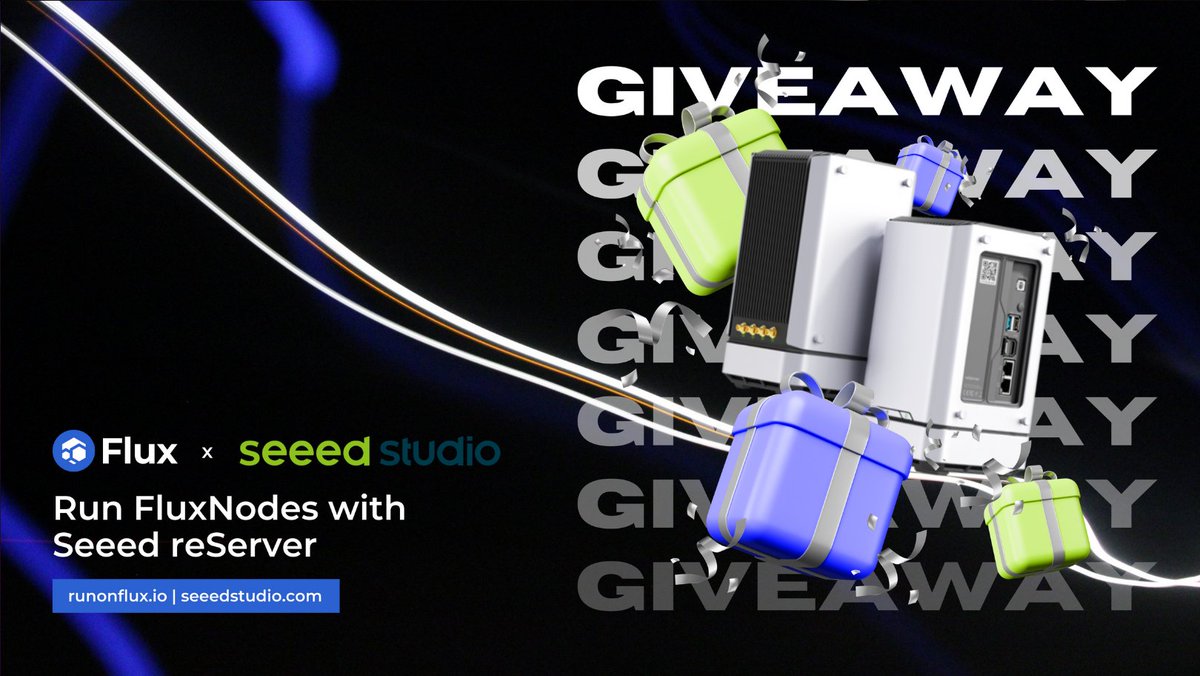 🚨 Hardware #GIVEAWAY 🚨

Amazing opportunity to win one Seeed Edge Server for home-hosted NIMBUS or Dual CUMULUS Flux Nodes!

🎁seeedstudio.com/reServer-Compa…

1. Follow <a href="/seeedstudio/">Seeed Studio</a> &amp; <a href="/RunOnFlux/">Flux I Decentralized Cloud</a> 
2. ❤️ + RT
3. Tag 3 people 

Ends: April 18, 12PM EST

#Flux #web3 #fluxnodes #seeed #IoT