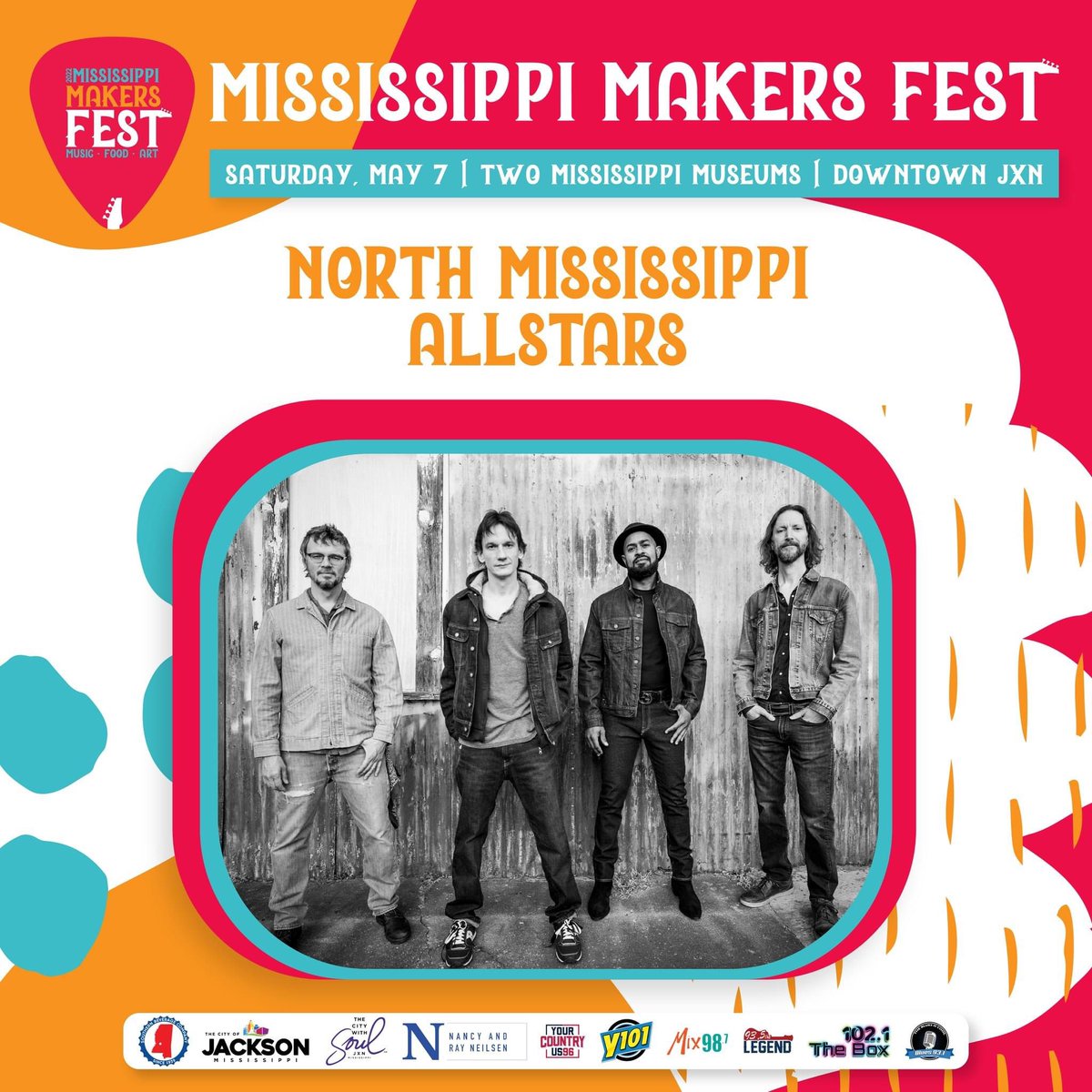 MS Makers Fest is less than a month away! We're highlighting the bands, starting with headliner, @nmallstars! Started by brothers from Hernando, these guys have traveled the world performing their blues & southern rock jams and have put the 'sip on the map! Join them on May 7th!