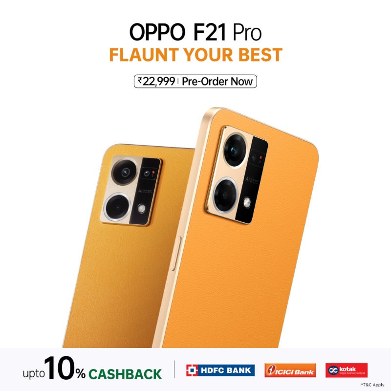 OPPOIndia's tweet photo. @DslrGupta Experience the all new #OPPOF21ProSeries with Flagship Sony IMX709 Selfie Sensor and Industry-First Fiberglass-Leather Design. Pre-order now
