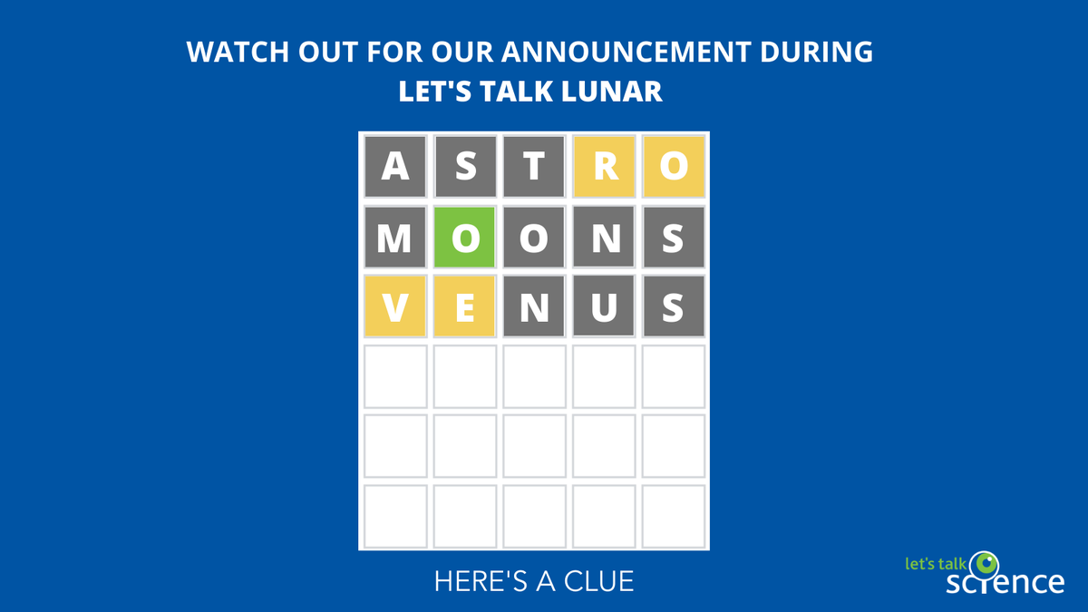 We are busy preparing for Let's Talk Lunar (happening in less than an hour!) -- remember how there's an announcement at the very end? Well, we couldn't wait any longer. Here's a clue. Drop a reply for your guesses on what is coming!