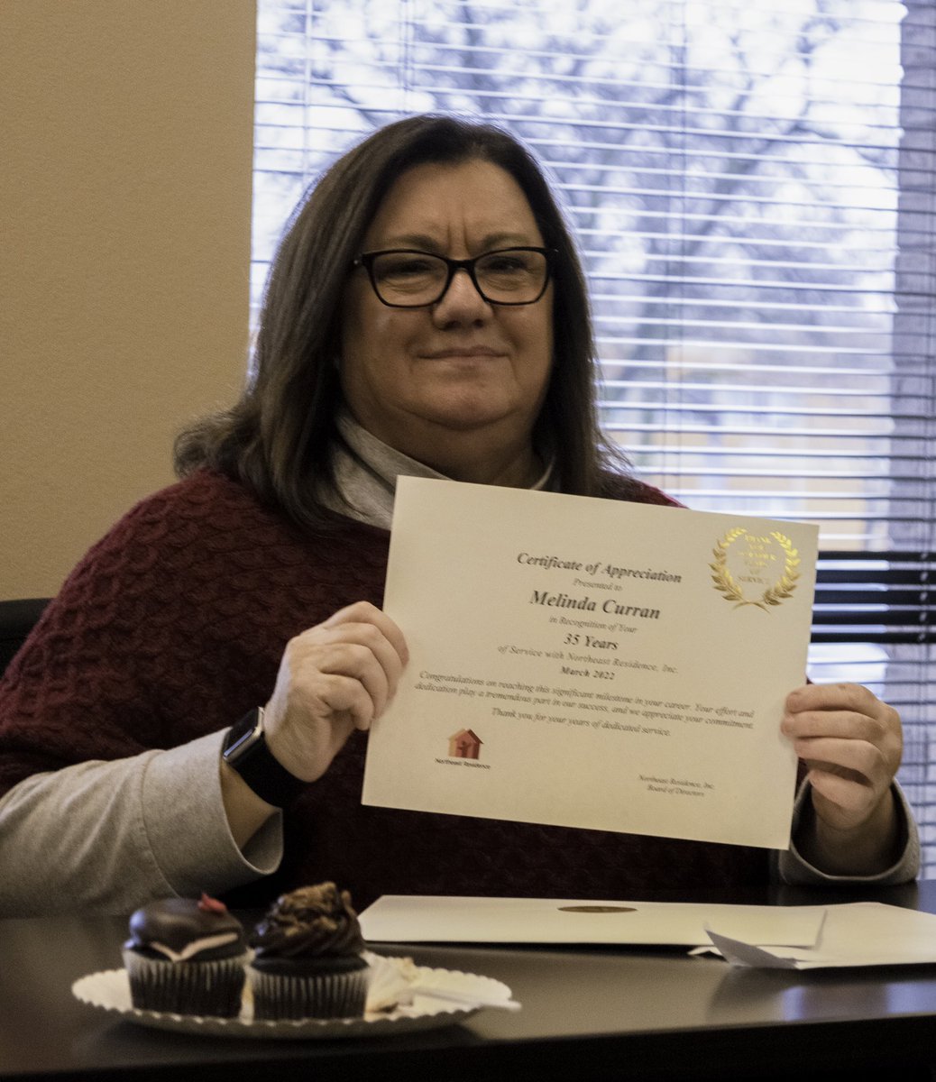 Congratulations to Lin Curran, Director of Program Operations at Northeast Residence Inc., on her 35 year anniversary! Last week we honored Lin for her 35 years of service. She’s pictured here with John Estrem, CEO of Hammer. Congrats Lin! <a href="/NEResidence/">Northeast Residence</a>