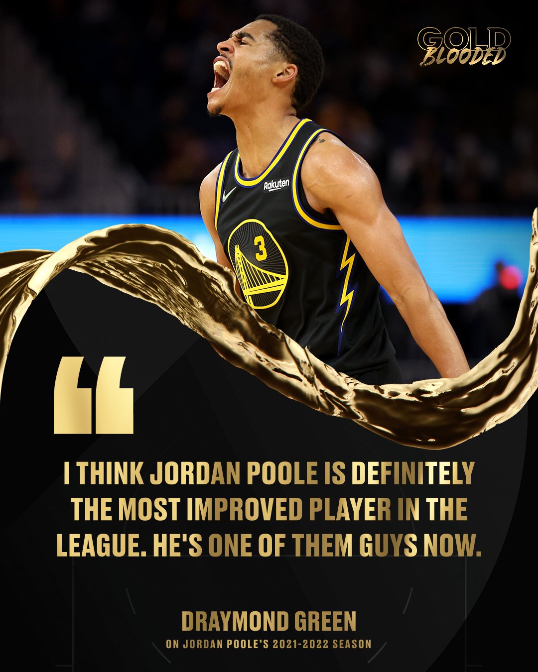 Jordan Poole Golden State Warriors Post Ombre Name & Number T