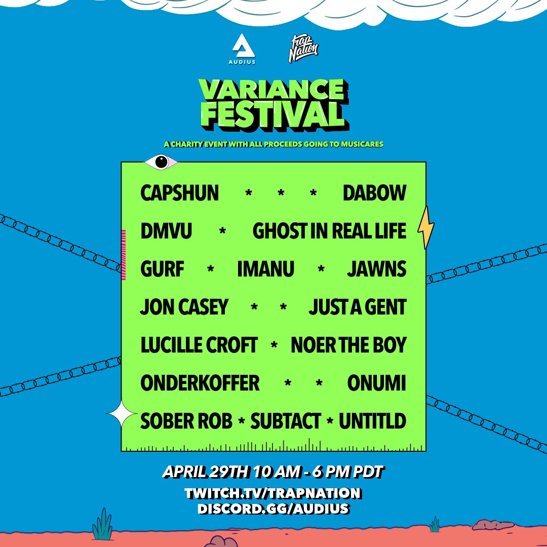 Audius is joining forces with <a href="/AllTrapNation/">Trap Nation</a> to bring you the most stacked virtual lineup 2022 has seen YET 🔥

Tap into the Trap Nation twitch on April 29th for exclusive sets from some of your favorite artists 🥳
twitch.tv/trapnation