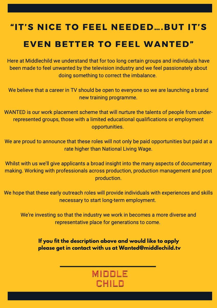 We have a few places left on our Wanted scheme so please do get in touch if you fit the criteria - details attached.