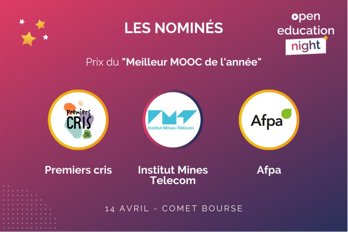 Afpa_Formation's tweet photo. 🏆 L’Afpa est nominée pour le prix du Meilleur MOOC de l’année, qui sera remis par @edflex_fr lors de l’#OpenEducationNight, le 14 avril.

👉 Inscrivez-vous au live YouTube : https://t.co/n9oHgjwbzk https://t.co/2X2Mwve0cW