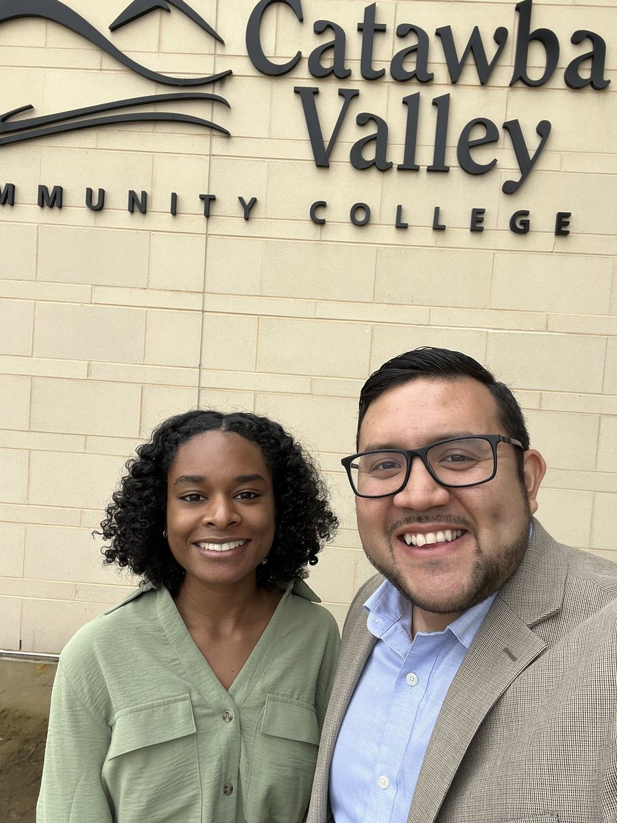 rickyhurtadonc's tweet photo. A great site visit and listening session at @CatawbaValleyCC today— had to grab a selfie w/ Lelah, our Impact Fellow through @BelkEndowment @Hunt_Institute. First time we meet in person after almost a year of working together! https://t.co/AR4F8IqWMC