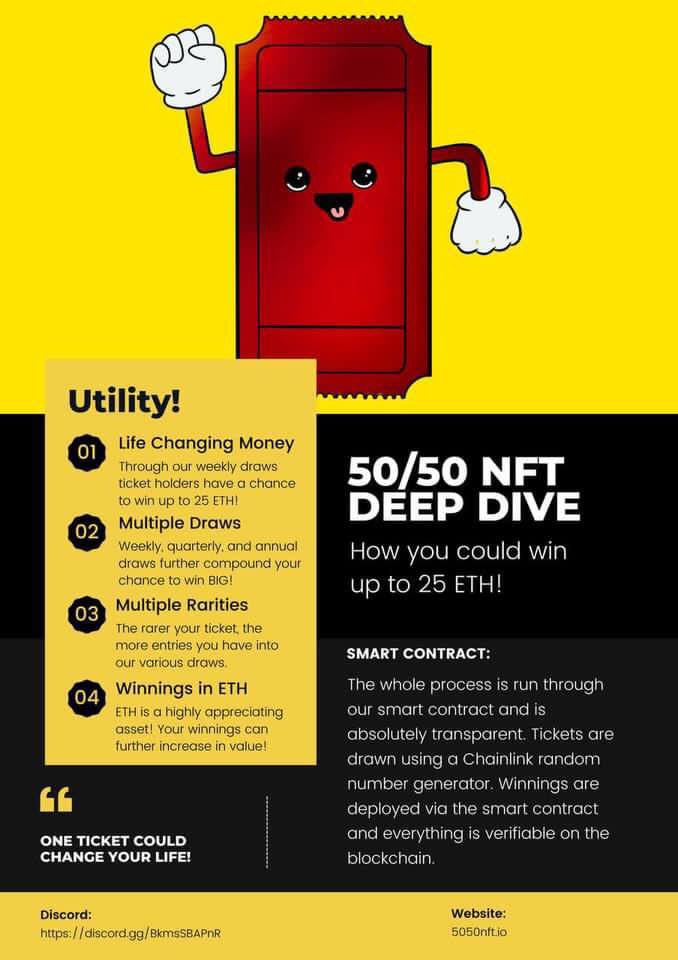 Fancy your chances at the biggest jackpot in the whole of the #Crypto #NFT space right now?

We’ve got your ticket..

🎟 Safe
🎟 Automated 
🎟 Trackable

Head to 5050nft.io and mint your virtually gasless raffle ticket NOW!

#Eloneone #E1 #Polygon #Eth #PolygonNFT
