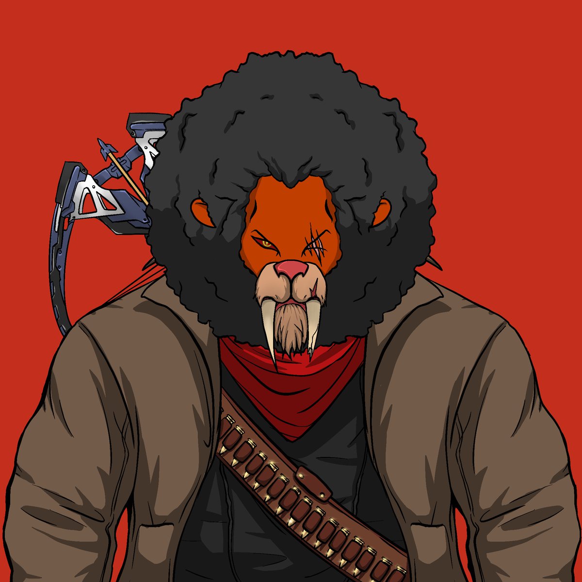 ☀️ Daily Sneak Peek👀🦁
Background:Strong Red
Skin:Fire
Weapon:Metal Arrow
Body:Western Cowboy 
Eyes:Hunter Eyes 
Mane:Coal Afro
Mouth:Classic Long Fang
 
🎁 Giveaway 
1 Tough Lion NFT on mint day April 25

1️⃣ Like &amp; RT
2️⃣ tag 3 friends
3️⃣ follow @ToughLions1111
