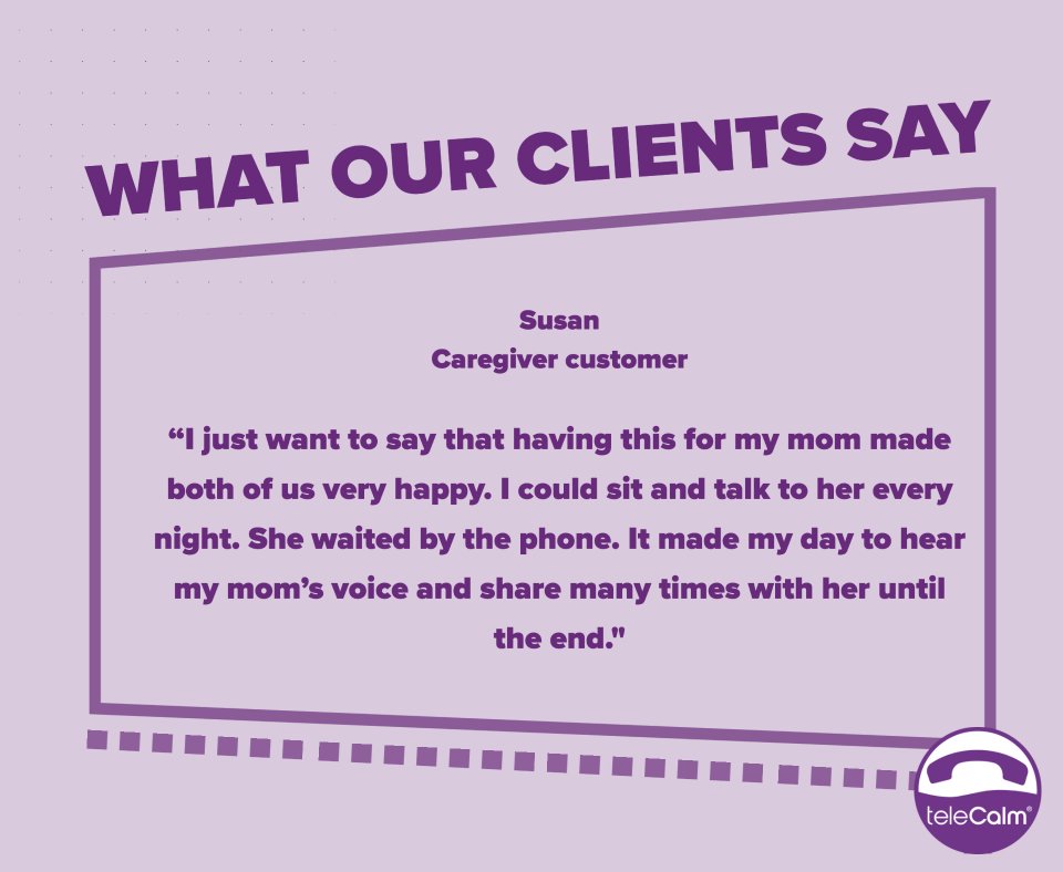 teleCalm's tweet image. "It made my day to hear my mom's voice..."
#alzheimerscare #dementiacare #caregiversupport