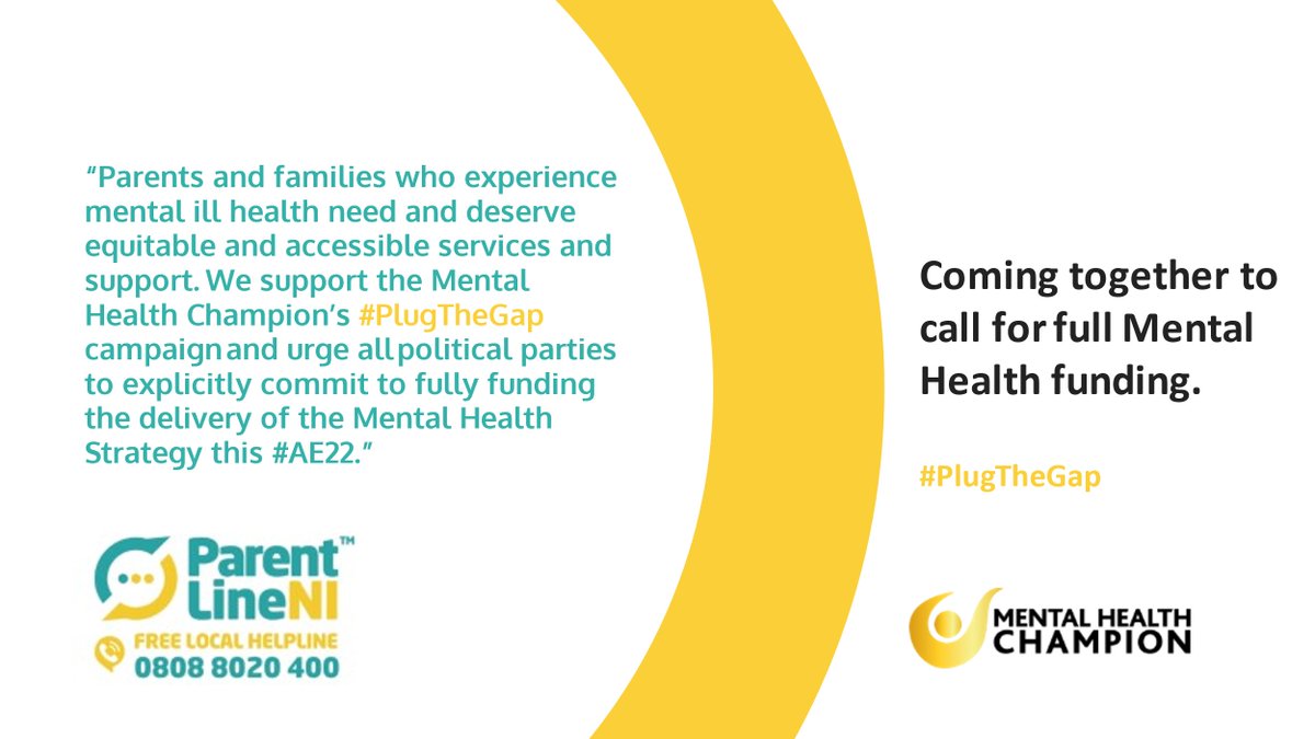 ChildreninNI's tweet photo. CiNI’s Parentline NI service supports the @MCH_NI #PlugTheGap campaign call for the Mental Health Strategy to be fully funded so that support services are available for all local families.
@profsiobhanon @MHC_NI https://t.co/twFCyOVLK3