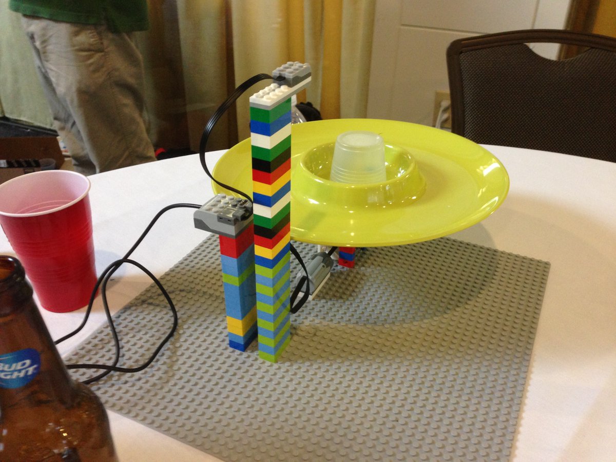 joshburker's tweet photo. @jaymesdec @makeymakey One participant built a working #3DScanner from #LEGO and @scratch, this #automaton picked its nose, people explored #softCircuits, and this marble run combined with @makeymakey and @scratch with hilarious results! https://t.co/H4ufEhB3C5