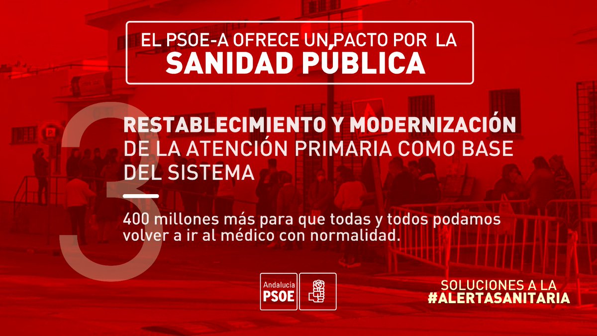 Hoy es el #DíaDeLaAtenciónPrimaria. Han pasado meses desde que planteamos a Moreno Bonilla un plan de choque contra el colapso que sufría. Nunca tuvimos respuesta. Ni el personal sanitario, que sigue sin medios. Los profesionales necesitan recursos y la Junta se los niega.