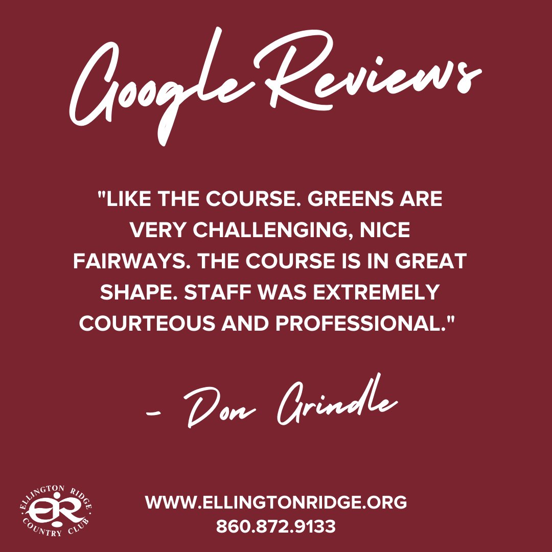 We appreciate the fantastic 5 Star Review!! ⭐️ ⭐️ ⭐️ ⭐️ ⭐️ If you have had an amazing experience with us please consider giving us a Google Review: g.page/r/Cd5_Zg7U98kj… 
.
.
.
#ERCC #ellingtonridgecountryclub #ellingtonct #ellingtonconnecticut #testimonial