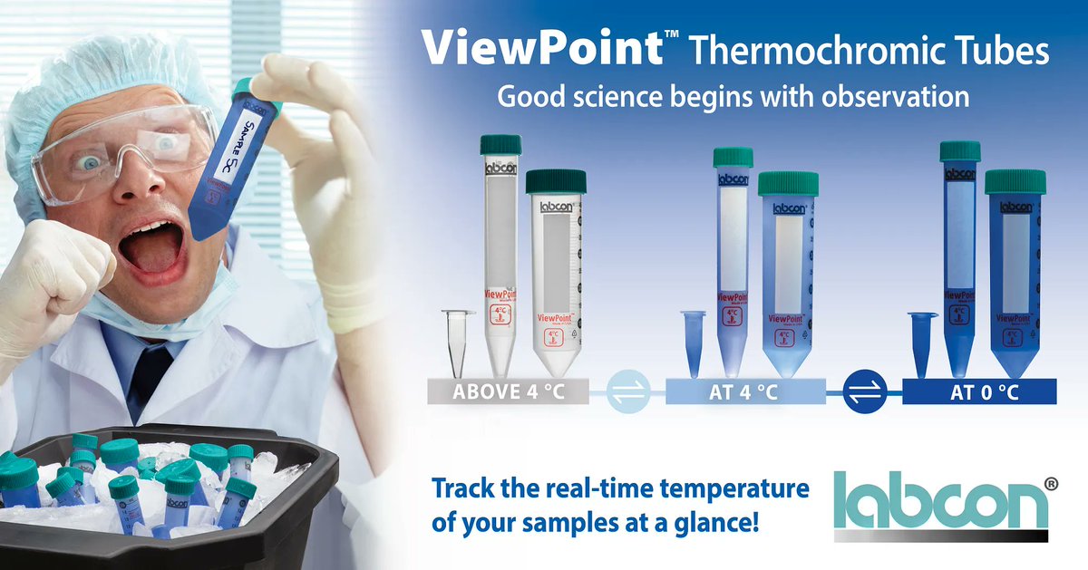 Labroots's tweet photo. ViewPoint™ tubes provide real-time visual feedback to indicate your sample's temperature. See more at https://t.co/fGyvaoiScu
#dosciencesustainably #earthfriendly #labcon #thermochromictubes #realtimetemperaturemonitoring #temperaturesensitivesamples https://t.co/yeBz8JA1L1
