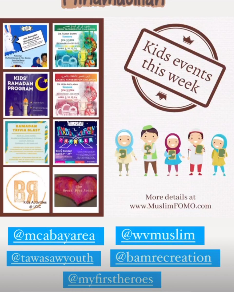 we see you muslimfomo.com  - love the cool calendar events they've created for the Bay Area! Thanks for featuring our fun Ramadan Party (and learning session =D ) scheduled for this Friday! we will have a storytime from 11-12 pm at MCA in the bay area.