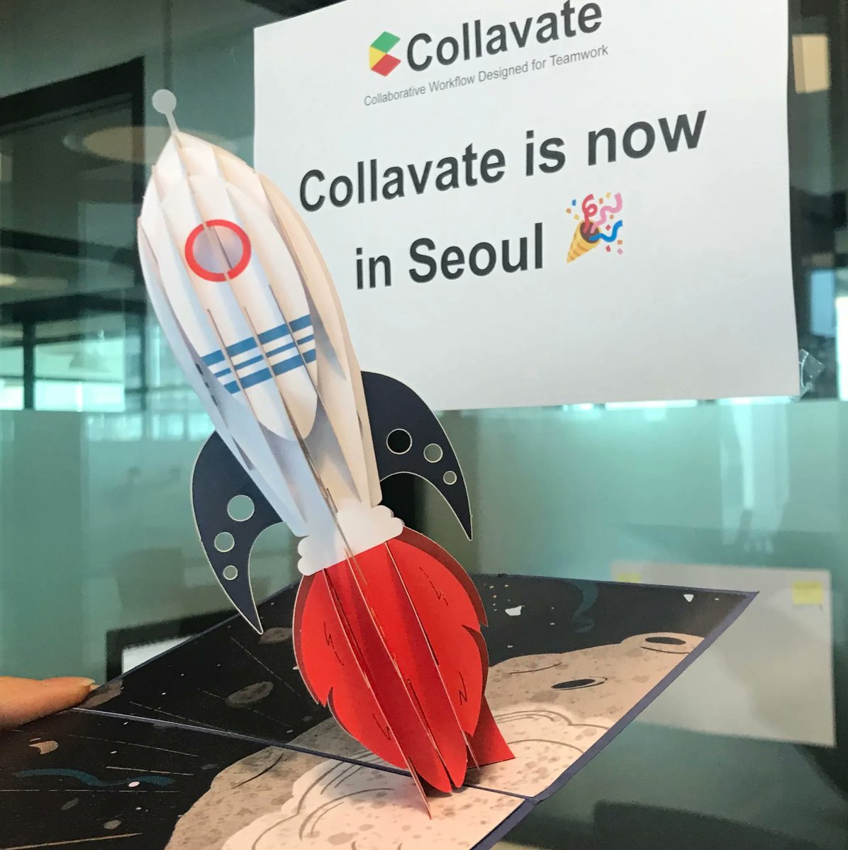 Collavate's tweet photo. Happy #InternationalDayOfHumanSpaceFlight!
We introduce the rockets in our #NewOffice in #SouthKorea. They symbolize our big dreams and ambitious plans 🔥🚀 https://t.co/oJBBPSIh0P