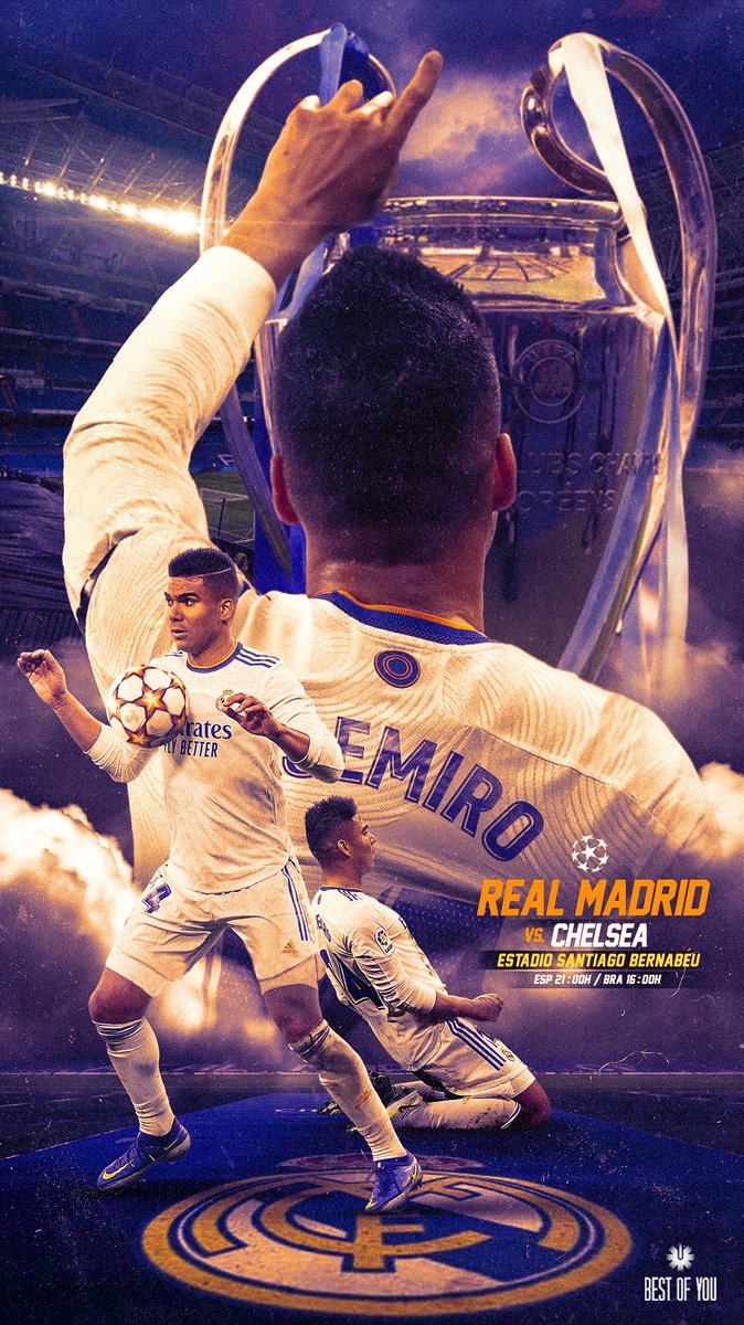 Casemiro's tweet photo. #HALAMADRID

@realmadrid 🆚 @ChelseaFC 
🏆 @ChampionsLeague 
🏟 Santiago Bernabéu
🇧🇷 16:00 h
🇪🇸 21:00 h

#RealMadrid #UCL https://t.co/EdW1mQqjF2