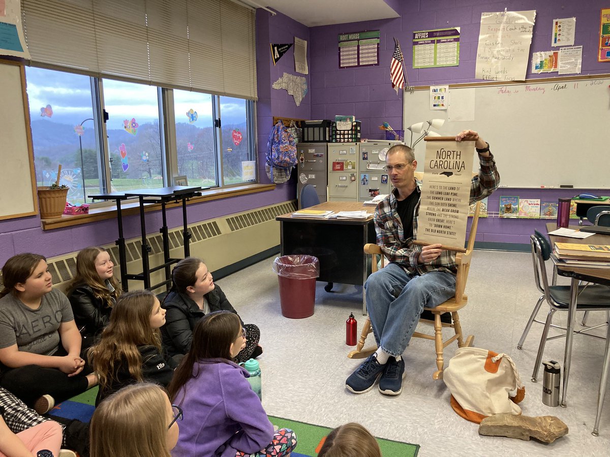 HagamanNC's tweet photo. Thanks to Mrs. Combs 4th grade at Cove Creek for allowing me to share some Jack Tales and this morning.  What a wonderful group of students!
#CoveCreekSchool  #WeAreWatauga https://t.co/YdrzaNQG4e