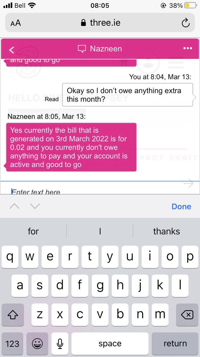 SinadDempsey's tweet photo. @ThreeCare I’m being charged €90 for my monthly bill for roaming when I was told by an agent online that I had nothing extra to pay for the month? https://t.co/GHWJhPjhJd